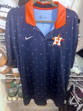 Nike Navy and Orange Houston Astros Polo Shirt